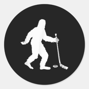 Grappig Hockey Sasquatch Cadeau Bigfoot Veld IJsho Ronde Sticker