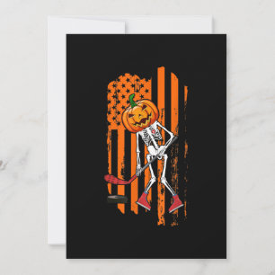 Grappig Hockeyspeler Fan Cadeau Skelet Halloween Feestdagenkaart