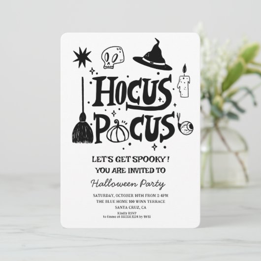 Grappig Hocus Pocus Witch Halloween Kostuumfeest Kaart (Staand voorkant)