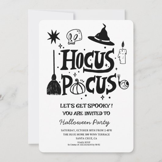 Grappig Hocus Pocus Witch Halloween Kostuumfeest Kaart (Voorkant)