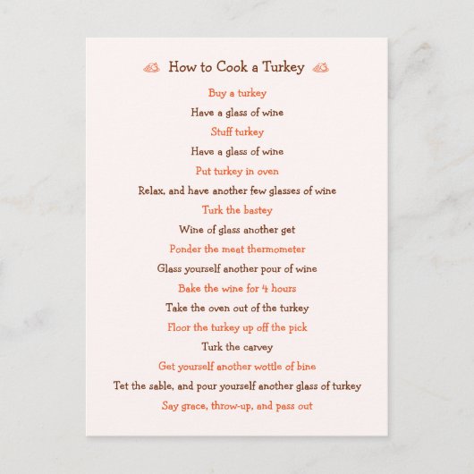 Grappig hoe je de Thanksgiving in Turkije kunt mee Feestdagenkaart (Voorkant)