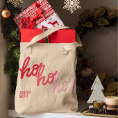 Grappig hohoho Prettig Kerstfeest Rood Roze Typogr Tote Bag