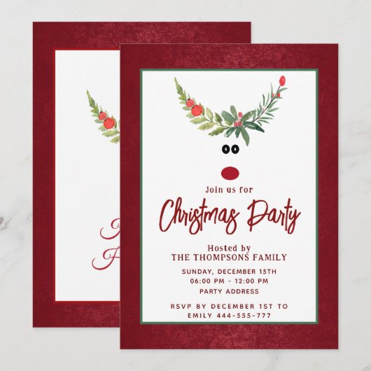 Grappig Holly Rendier Kerstfeest zakelijk Kaart (Voorkant / Achterkant)