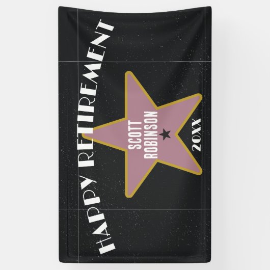 Grappig Hollywood Sidewalk Star Pensioenfeest Spandoek (Verticaal)