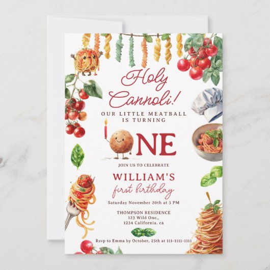 Grappig Holy Cannoli kleine gehaktbal 1e verjaarda Kaart (Voorkant)