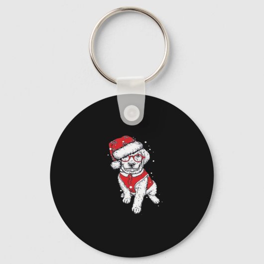 Grappig Hond Kerst Pyjama Gift voor Hondenliefhebb Sleutelhanger (Voorkant)