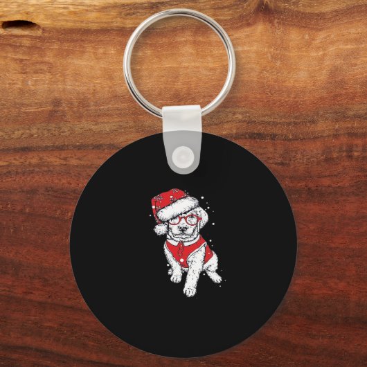Grappig Hond Kerst Pyjama Gift voor Hondenliefhebb Sleutelhanger (Voorkant)