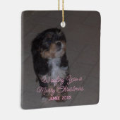 Grappig Hond Kerstvakantie Groet Girly Naam Keramisch Ornament (Rechts)