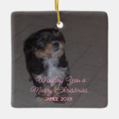 Grappig Hond Kerstvakantie Groet Girly Naam Keramisch Ornament (Voorkant)