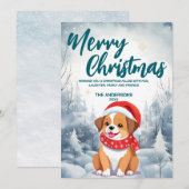 Grappig Hond puppy Vrolijk Kerstboom sneeuw Vakant Feestdagenkaart (Voorkant / Achterkant)