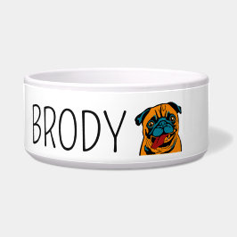 Grappig honden gezicht met een aangepaste naam  voerbakje