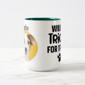 Grappig hondencitaat en aangepaste foto/naam vader tweekleurige koffiemok (Center)