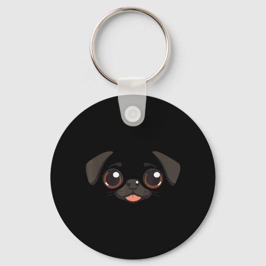 Grappig Hondengezicht Halloween Pug Sleutelhanger (Voorkant)
