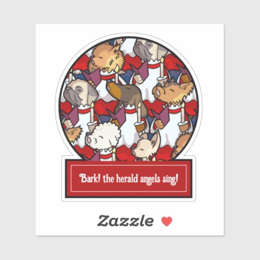 Grappig Hondenkoor Kerstliedje Pug Pun Cartoon Sticker (Vel)