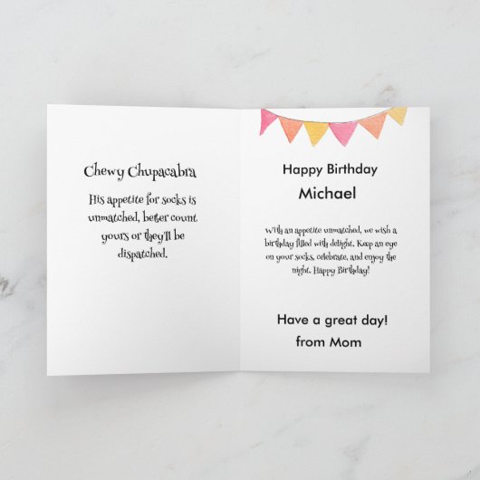 Grappig hondenmonster: Chewy Chupacabra Verjaardag Bedankkaart (Binnen)