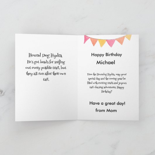 Grappig hondenmonster: Houndog Hydra Verjaardag Bedankkaart (Binnen)