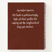 Grappig hondenmonster: Squeaker Saurus Notitieboek (Achterkant)