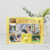 Grappig hondenroos jaar hebben we 6 foto's Golden Feestdagenkaart (Staand voorkant)