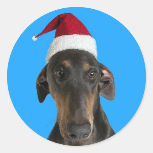 Grappig hondje in Santa hat Kerst stickers (Voorkant)