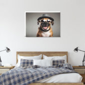 Grappig hondje met bril en pet canvas afdruk (Insitu (Slaapkamer))