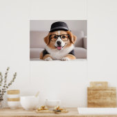 Grappig hondje met bril en pet poster (Keuken)