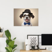 Grappig hondje met bril en pet poster (Thuiskantoor)