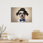 Grappig hondje met bril en pet poster (Keuken)