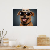 Grappig hondje met bril en pet poster (Keuken)