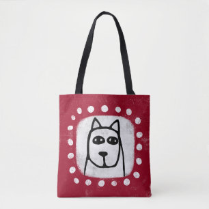 Grappig hondje op rode Canvas tas
