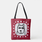 Grappig hondje op rode Canvas tas (Achterkant)