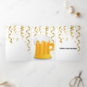 Grappig hondje van het bendefeest pet streamers bi drieluik wenskaart (Binnen)