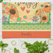 Grappig hongerig citaat bloemenhart naam keuken theedoek (Gevouwen)