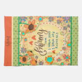 Grappig hongerig citaat bloemenhart naam keuken theedoek (Horizontaal)