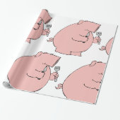 Grappig hongerig varken dat vork en mes vasthoudt cadeaupapier (Uitgerold)