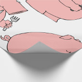 Grappig hongerig varken dat vork en mes vasthoudt cadeaupapier