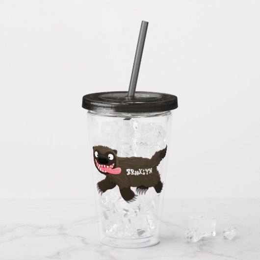 Grappig hongerige cartoon acryl drinkbeker (Achterkant ijs)