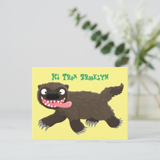 Grappig hongerige cartoon briefkaart (Staand voorkant)