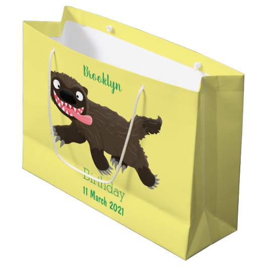 Grappig hongerige cartoon groot cadeauzakje (Voorkant Gekanteld)