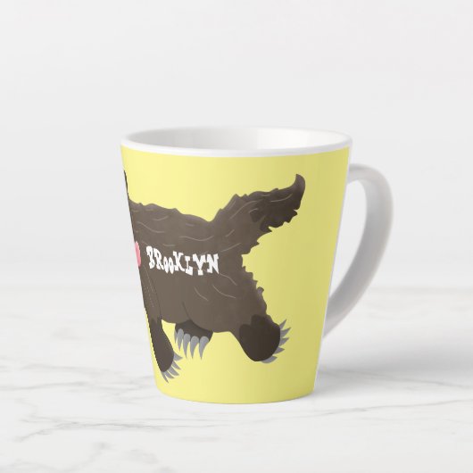 Grappig hongerige cartoon latte mok (Rechterhoek)