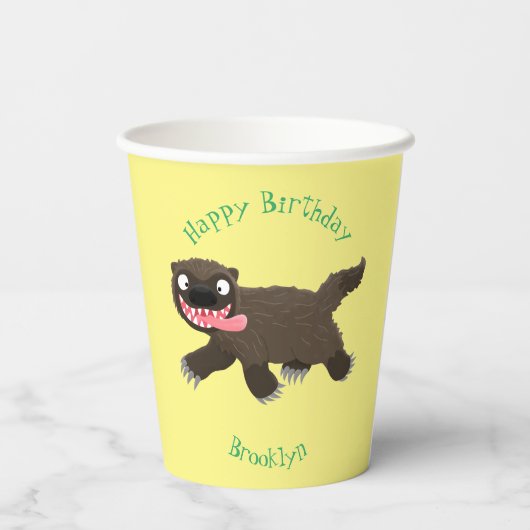 Grappig hongerige cartoon papieren bekers (Achterkant)