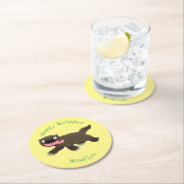 Grappig hongerige cartoon ronde kartonnen onderzetter (Insitu)