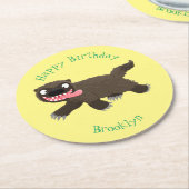 Grappig hongerige cartoon ronde kartonnen onderzetter (Gebogen)