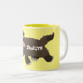 Grappig hongerige cartoon tweekleurige koffiemok (Voorkant rechts)