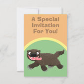 Grappig hongerige cartoon-uitnodiging kaart (Achterkant)