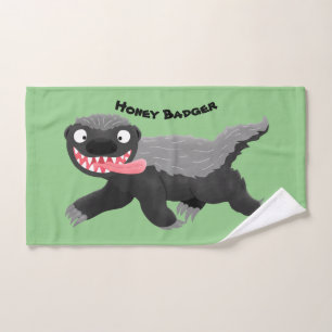 Grappig hongerige honingbadger cartoon illustratie bad handdoek