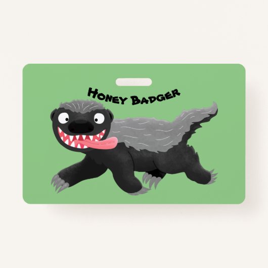 Grappig hongerige honingbadger cartoon illustratie badge (Voorkant)