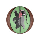 Grappig hongerige honingbadger cartoon illustratie basketbal (Verticaal)