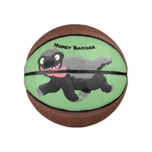 Grappig hongerige honingbadger cartoon illustratie basketbal