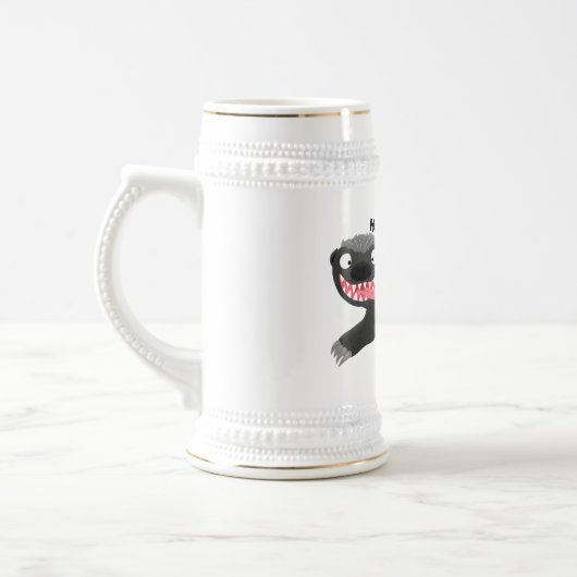 Grappig hongerige honingbadger cartoon illustratie bierpul (Links)