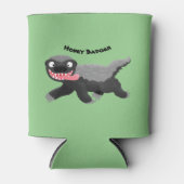 Grappig hongerige honingbadger cartoon illustratie blikjeskoeler (Voorkant)